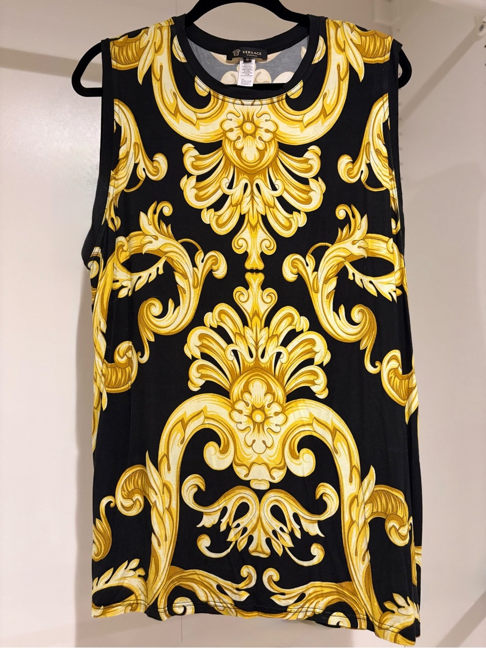 Versace Men’s Yellow & Black Baroque Tank